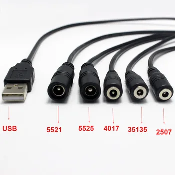 1шт 5.5*2.5 2.5*2.1 4.0*1.7 3.5*1.35 2.5*0.7 мм Разъем питания постоянного тока к штекеру USB с 30-сантиметровым кабелем Для зарядки