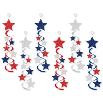 2023 Декоративная спиральная подвеска на День Независимости США, Праздничное украшение Четвертого июля в США, Спираль с колокольчиками, звезды
