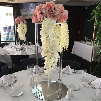 5 комплектов Акриловой напольной вазы, Прозрачная ваза для цветов, центральное украшение стола для свадьбы, Винтажная Цветочная подставка, колонны для украшения свадьбы