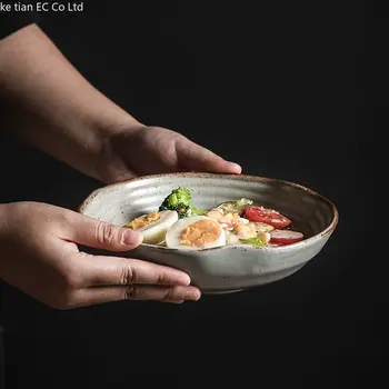 7,5-дюймовая керамическая тарелка неправильной формы, салатница, японские винтажные креативные столовые приборы, художественная концепция ресторана отеля, посуда