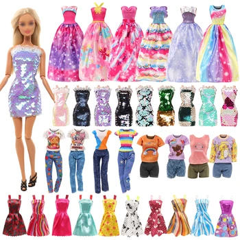 Barwa 15 упаковок кукольной одежды, 3 юбки с блестками, 2 модных платья принцессы ручной работы, 4 мини-юбки, 3 комплекта топов и 3 брючных костюма