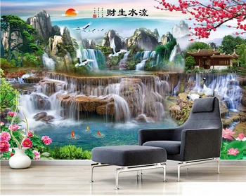beibehang Индивидуальная современная живопись в новом стиле пейзаж телевизор диван фон декоративная роспись обои из папье-маше