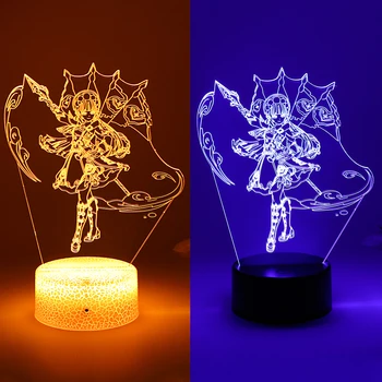 Genshin Impact Night Light Yunjin для детей, аниме, 3D светодиодная иллюзия, лампа для спальни, атмосфера, прикроватный декор на День рождения, подарок Супер Другу
