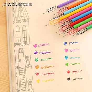 Jonvon Satone 12 цветов/лот, Цветная ручка, Корейские Креативные Канцелярские принадлежности, Цвет камня для бурения керна, Нейтральная ручка, 0,38 мм, Офисные канцелярские принадлежности