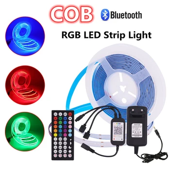RGB COB Светодиодная лента постоянного тока 12 В 840 светодиодов / М высокой плотности Bluetooth APP Control Гибкая лента Лента Свет Лампы FCOB Strip