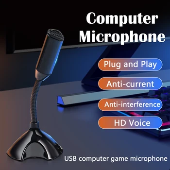 USB Микрофон Для Ноутбука, Голосовой Микрофон, Высокочувствительная Мини-Студийная Микрофонная Подставка Для Речи С Держателем, Игровая Конференция для Настольного ПК