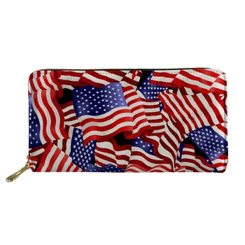 Американские Женские кожаные кошельки с принтом флага США /Великобритании, клатч на молнии, кошелек для денег, длинный кошелек с несколькими картами