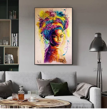 Афроамериканка, граффити, плакаты и принты, Абстрактная африканская девушка, картины на холсте, художественные картины, Декор стен