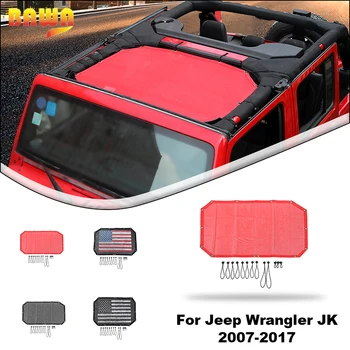 Верхняя крышка из сетки для автомобильного солнцезащитного козырька BAWA обеспечивает защиту от ультрафиолета для Jeep Wrangler JK JKU 2007-2017 Внешние аксессуары