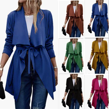 Весенне-осеннее женское пальто, тренч с завязками на талии, многоцветная солнцезащитная одежда разных размеров.