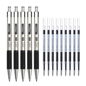 Выдвижные гелевые ручки из нержавеющей стали, металлический шариковый валик 0,5 мм, черные синие стержни, ручка для подписи, подарок для гладкого письма