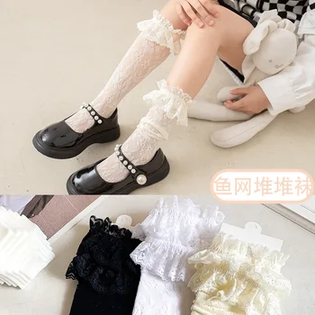 Жаккардовые носки Lolita Love Heart для девочек.Кружевные носки принцессы с цветочным рисунком для малышей.Испанский стиль, открытый носок Sox от 3 до 12 лет