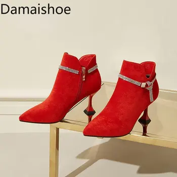 Зимняя новая модная женская обувь, короткие туфли-лодочки, темпераментные дамы с расписным носком, молния сбоку и на щиколотке, сексуальная мода