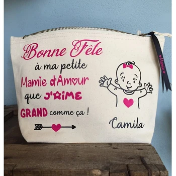 изготовленная на заказ холщовая косметичка с любым текстом персонализированная подарочная сумка для бабушки, бабушкины туалетные сумки для мамы, косметичка 