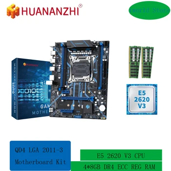 Комплект материнской платы HUANANZHI X99 QD4 LGA 2011-3 XEON с процессором Intel E5 2620 V3 и комбинированным набором памяти 4 *8G DDR4 RECC M.2 NVME NGFF SATA