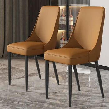 Коричневые Ресторанные стулья Nordic с гостиной спинкой Банкетный шезлонг Роскошный Эргономичный шезлонг с современной мебелью WXH35XP