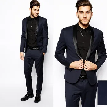(Куртка + брюки + галстук-бабочка) Черные модные мужские костюмы с воротником-шалью на одной пуговице, сшитые на заказ, высокое качество, красивый облегающий крой от Terno Masculino