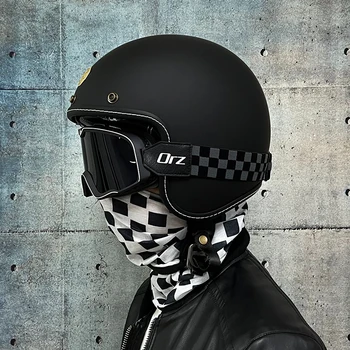 Мотоциклетный шлем с открытым лицом винтажный Vespa capacete Chopper Bike ЧЕРНЫЙ