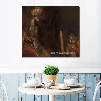 Настенная живопись Портрет на холсте Саула и Давида Рембрандта ван Рейна произведения искусства высокого качества ручной росписи