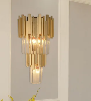 Настенный светильник в гостиной, роскошный хрустальный настенный светильник, прикроватная лампа, лампа в коридоре отеля, простой современный фоновый настенный светильник