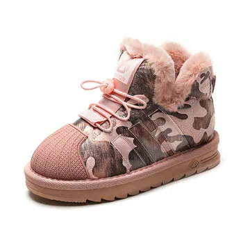  Новые зимние Детские Зимние ботинки из натуральной кожи плюс бархатные ботинки для девочек, плюшевая теплая обувь для мальчиков, Модные детские ботинки, Обувь для малышей
