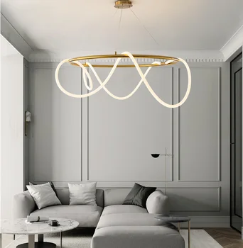 Новый простой постмодернистский светодиодный светильник ресторан гостиная спальня подвесной светильник персонализированная креативная линейная люстра