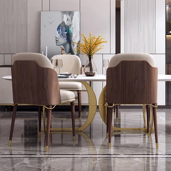 Обеденные стулья из скандинавской кожи для кухонной мебели Роскошные дизайнерские стулья со спинкой, табурет для домашнего использования, обеденный стул для отдыха
