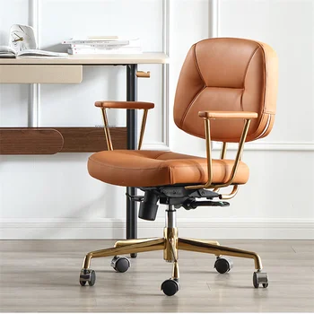 Офисные кресла из скандинавской кожи для офиса Simple gold Роскошная Эргономика кресла Удобная спинка Поворотное кресло для компьютерных игр