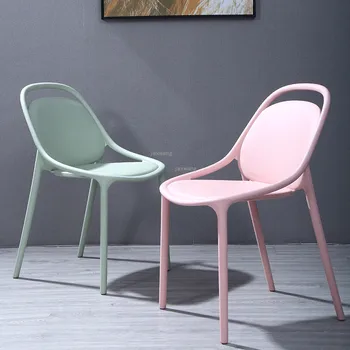 Простая кухонная мебель в скандинавском стиле, Пластиковые обеденные стулья, Креативная дизайнерская спинка, Стул для гостиной, Высокий стул для столовой в отеле.