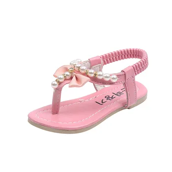 Сандалии для девочек из искусственной кожи, детская обувь от 0 до 12 лет, летние открытые детские пляжные сандалии на мягкой подошве, корейские модные сандалии принцессы на плоской подошве.