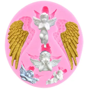 Силиконовая форма для помадки Angel Baby, Инструменты для украшения торта Angel Wings, Форма для шоколадных конфет, Полимерная Глина, Принадлежности Для выпечки Кексов