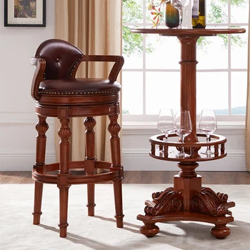 Скандинавский табурет, барные стулья, стул из массива дерева, Легкий роскошный барный стул, мебель для дома, высокий стул, Ресторанный барный стул с ретро спинкой