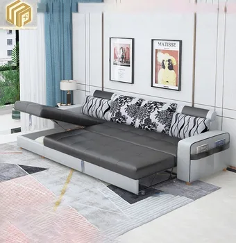 Современная простая гостиная, складной многофункциональный бытовой небольшой семейный диван-кровать, технология сочетания тканевых диванов