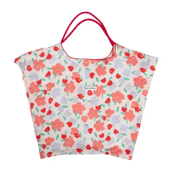 Сумка для покупок с цветочным принтом, многоразовая сумка для простых литературных книг, модная портативная повседневная сумка для девочек-подростков