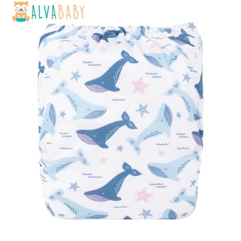 Тканевые подгузники ALVABABY детские многоразовые тканевые подгузники с карманом для подгузника для ребенка весом от 3 до 15 кг со вставкой из 1 шт.