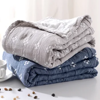 Хлопчатобумажное полотенце в японском стиле, стеганое одеяло, четыре слоя марли, Кондиционер, одеяло для сна, диван для спальни, простое повседневное тонкое одеяло.