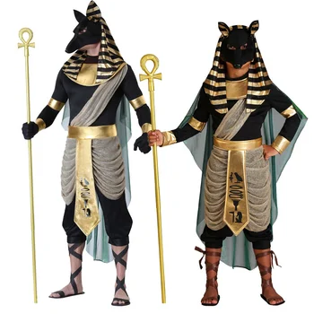 Хэллоуин косплей Взрослый Ребенок Анубис Древний Египет страж гробницы смерти Анубис косплей сценический костюм 