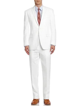 2020 Новейший Дизайн Пальто и брюк Белые Мужские Костюмы На Заказ Свадебные Приталенные Мужские Костюмы из 2 предметов Terno Masculino (Куртка + Брюки + Галстук)