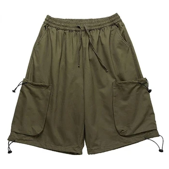 2023 Мужские шорты-карго Летние армейские хлопчатобумажные шорты Мужские Свободные однотонные шорты с несколькими карманами Повседневные брюки Мужская одежда B42
