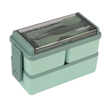 2X Bento Box Kit, 47,35 УНЦИИ Bento Box Для Ланча Для Взрослых, 3 Отделения Bento Lunch Box, Контейнеры Для приготовления еды Green Promotion