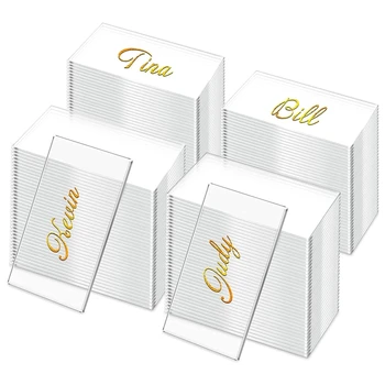 50шт акриловых прямоугольных карточек для размещения гостей на свадьбе, Прозрачная Пустая карточка с именем гостя, Прозрачная Пустая Табличка для рассадки за столом