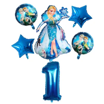6 шт. Фольгированные гелиевые шары принцессы Эльзы и Анны, 30-дюймовые воздушные шары с воздушными шариками, детские надувные игрушки, украшение для тематической вечеринки на День рождения