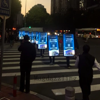 60x120 см Ходячие рекламные щиты со светодиодной подсветкой Светодиодный дисплей для ходячих баннеров Рюкзак ЛайтбОкс с аккумуляторной батареей