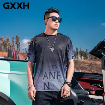 GXXH Высококачественная Мужская футболка из полиэстера с жаккардовым принтом, Быстросохнущая Уличная футболка оверсайз, Свободная Повседневная одежда в стиле харадзюку