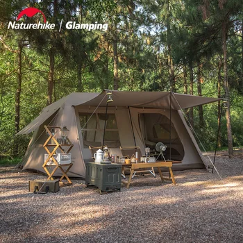 Naturehike Village13㎡ Автоматическая палатка для кемпинга на открытом воздухе Роскошная Автоматическая Палатка с водонепроницаемым солнцезащитным кремом Изысканная Гостиная на две спальни