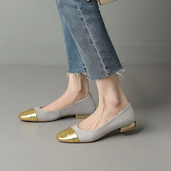 Базовая обувь на плоской подошве, женские балетки с круглым носком, элегантная простая обувь на низком каблуке, весенне-осенние балетки во французском стиле