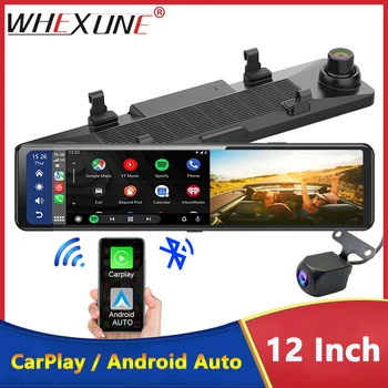 Беспроводной CarPlay Android Auto С Двойным Экраном WIFI Автомобильный Видеорегистратор 2K Dash Cam 11,26 ”FHD 1440P Зеркало заднего Вида Потоковый Мультимедийный Видеомагнитофон
