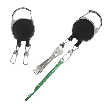 Двухголовый брелок для ключей, сверхмощные выдвижные катушки для бейджей-выдвижной брелок для ключей со шнуром для намотки, защита от потери ключей, держатель для карт