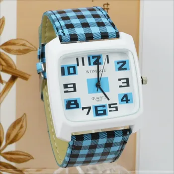 Женские часы Womage с квадратным циферблатом, модные полоски, Часовые метки, Сетка, Кожаный ремень, кварцевые часы, Браслеты для женщин Relojes