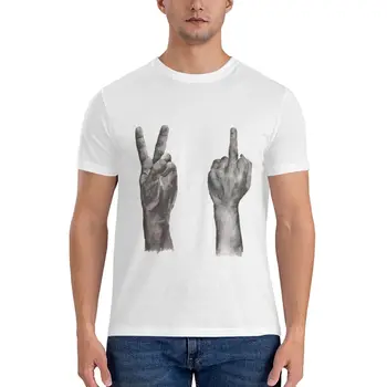 Знак мира, Средний палец Классическая футболка мужские футболки с длинным рукавом плюс размер топы Футболка с коротким рукавом
